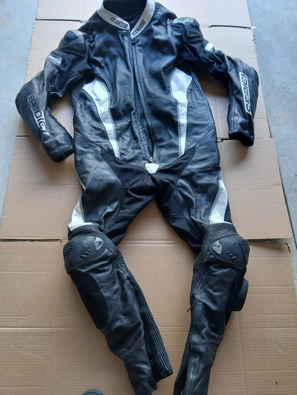 Spidi Black & White One-Piece Motorcycle Racing Suit
